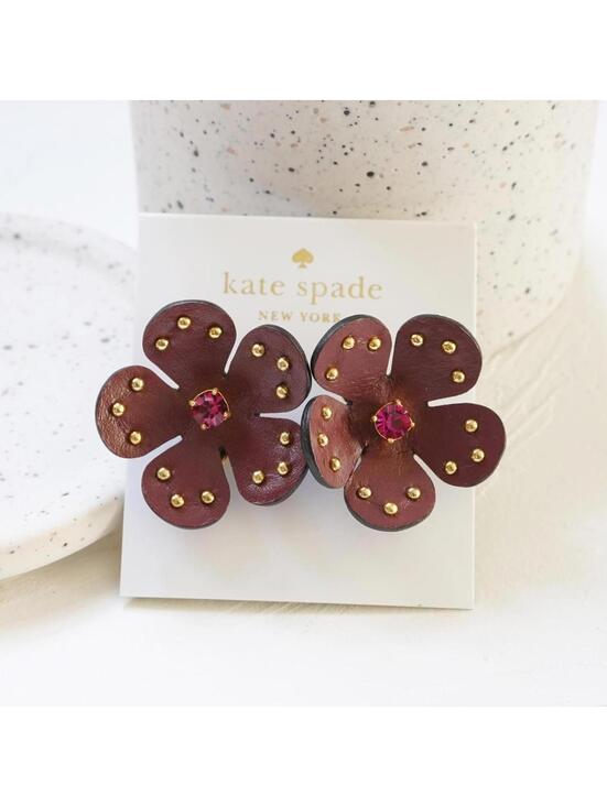 kate spade Jewelry - Kate Spade Blooming Bling Studded Leather Earrings
